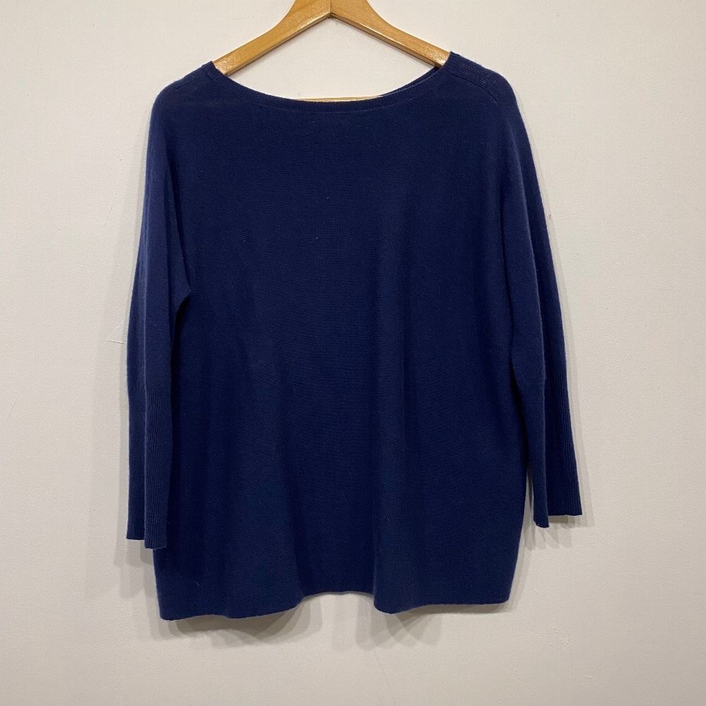 Garnet Hill Essential Cashmere Sweater in Navy Blue XS